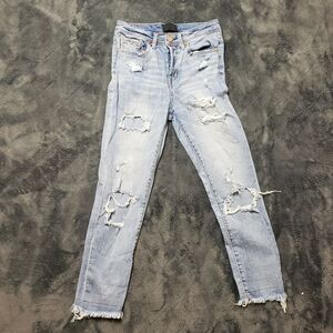 Buckle Black high rise ankle distressed destroyed jeans fit 53 button fly